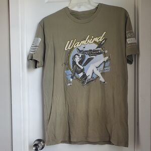 Men's Olive Green Grunt Pin Up Warbird Graphic T Shirt